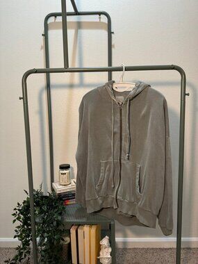 Sage Green American Eagle Zip Up Hoodie